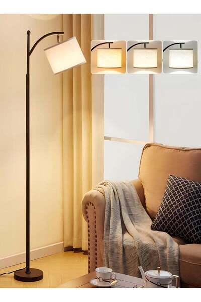 Saharaz Modern Vintage Warm White Light LED Floor Lamp, 3 Colors Adjustable,9W Bulb Foot Switch,Black