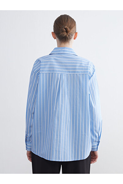 LC Waikiki Çizgili Oversize Poplin Kadın Gömlek