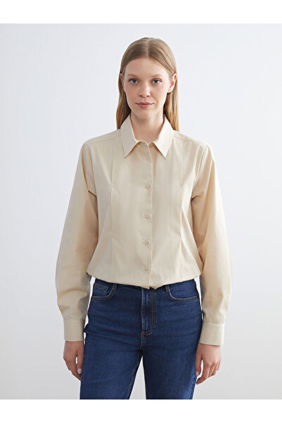 LC Waikiki Beige Poplin Women's Shirt