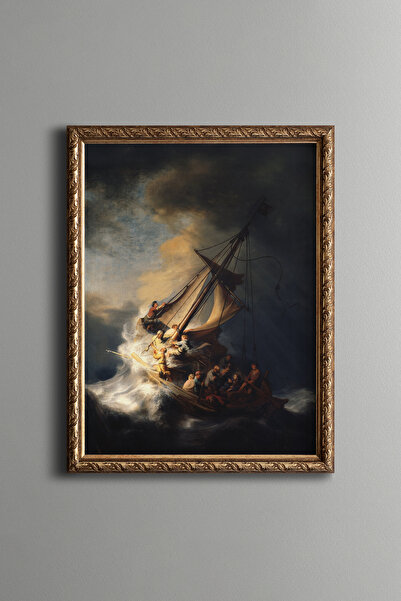 epiqart Celile Denizinde Fırtınada İsa - Vintage Desenli Çerçeve