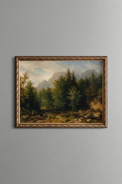 epiqart Orman Manzarası - Vintage Desenli Çerçeve