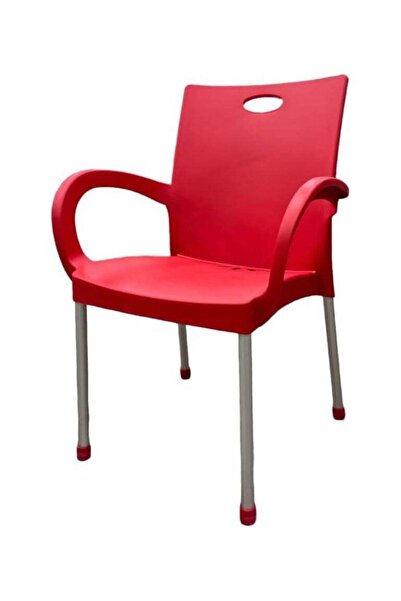 Arma Set of 4 Modern Stackable Plastic Armchairs with Aluminum Legs and Rubbe...