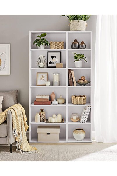 VASAGLE Vertical bookcase 40x24x179 cm, 6 shelves, 4 of which are adjustable, matt white chipboard