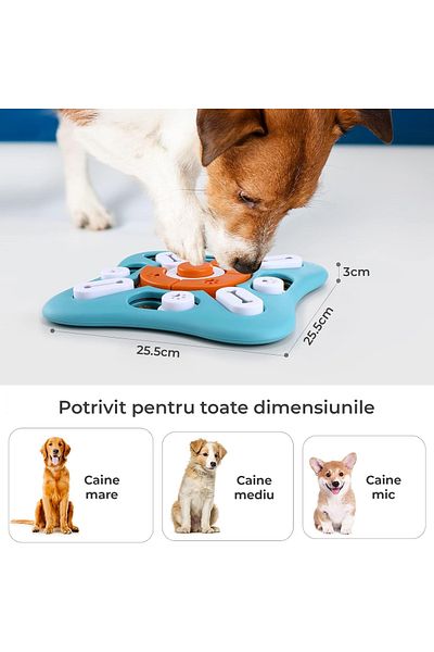 Elindor ® Intelligent Puzzle for Dogs and Cats with Sound and Reward and Food Compartments, Blue