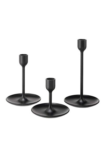 Generic Set Of 3 Candlesticks Black