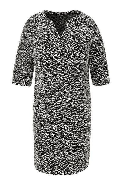 Şans Γυναικείο φόρεμα μεγάλου μεγέθους μαύρο, μανίκι τριών τετάρτων, τσέπη με λαιμόκοψη σε σχήμα V 65N39097