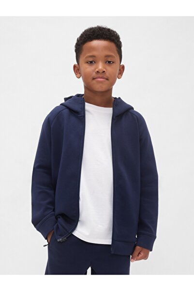 GAP Erkek Çocuk Lacivert GapFit Tech Hızlı Kuruyan Fermuarlı Sweatshirt