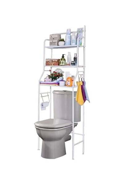 Generic رف تخزين للحمام أبيض 45x25x153 سم