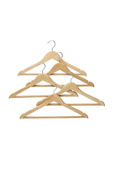 LAKELAND شماعات ملابس من خشب الزان، 5 قطع، بيج، 45×25×7 سم