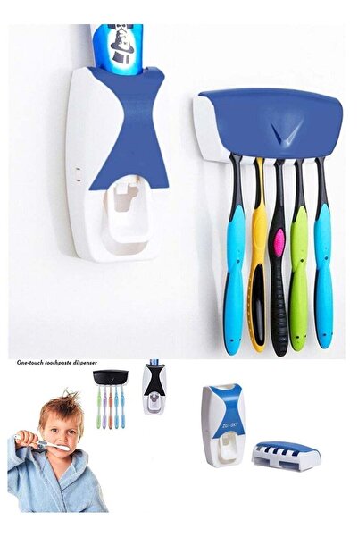 Arma موزع معجون أسنان أوتوماتيكي مع حامل لخمس فرش أسنان لاصق ذاتي متعدد الألوان