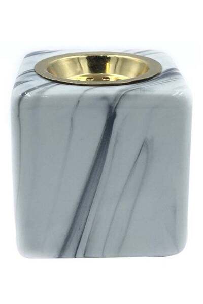 Generic Ceramic Incense Burner White/Gold/Grey 8x8cm