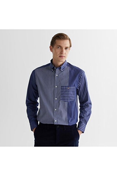 Gant Erkek Lacivert Regular Fit Çizgili Gömlek