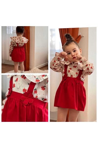 Çamur Kids 100% Cotton Special Design Dress Including Shirt and Buckle