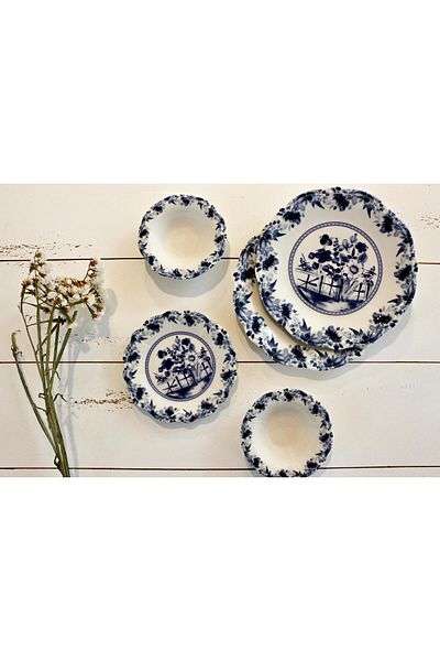 PORSER Porcelain Alba Bloom 8 Piece Breakfast Set for 4 People