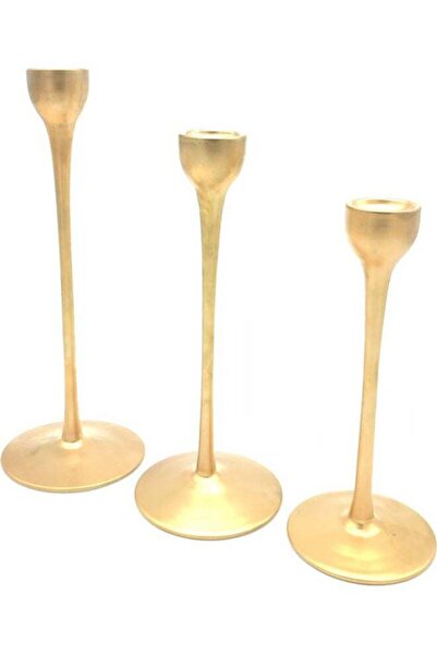 Generic 3-Piece Candle Holder Set Gold 33x30x25cm