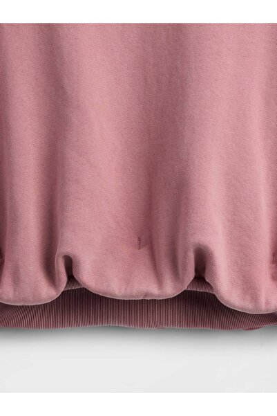 GAP Kadın Pembe Heavyweight Fransız Havlu Kumaş Balon Sweatshirt