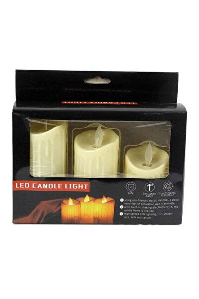 Generic 3-Piece LED Candle Light White 17X8,13X7,8X8CM