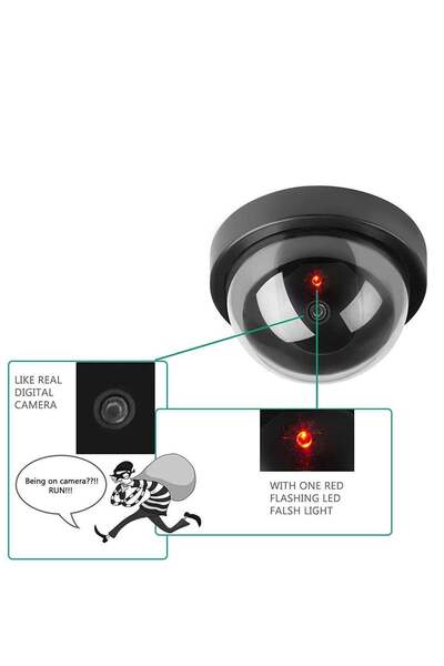 Generic Fake Security Camera Powered By Two AA Batteries With Flashing Red Light