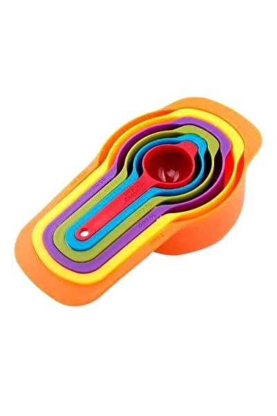 Generic مجموعة من 6 قطع من أكواب القياس والملاعق بألوان قوس قزح