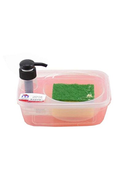 Generic Liquid Soap Dispenser With Sponge Pink/Clear 20x14x14cm