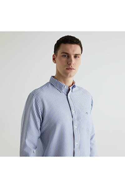 Gant Erkek Mavi Regular Fit Klasik Yaka Çizgili Gömlek