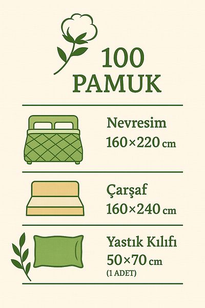 Evimcim Gift Boxed 100% Cotton Ranforce Single Quilted Duvet Cover Set (160X220 cm)