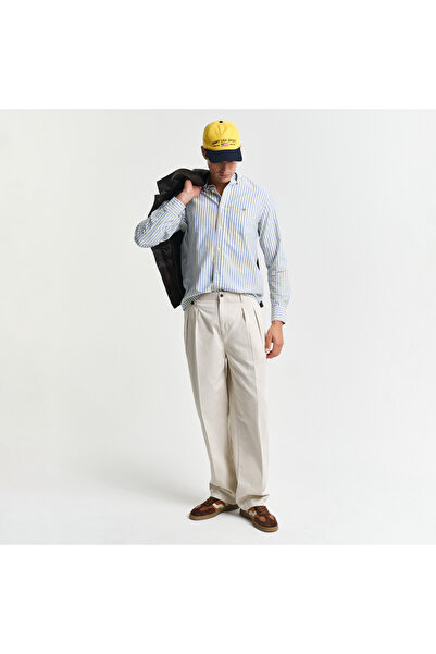 Gant Erkek Lacivert Regular Fit Düğmeli Yaka Çizgili Gömlek