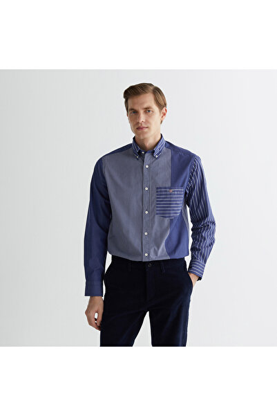 Gant Erkek Lacivert Regular Fit Çizgili Gömlek