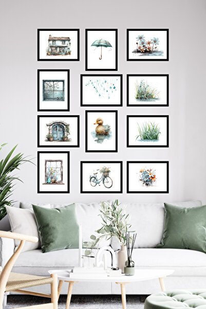 woodsia Set de pictură din lemn MDF cu aspect cadru 12 piese SET1013