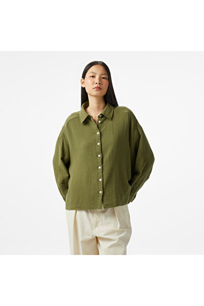Nautica Kadın Yeşil Oversize Fit Gömlek