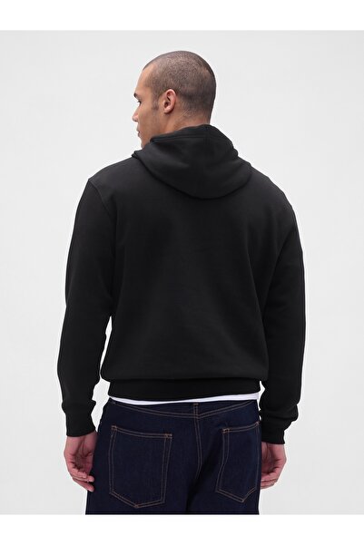 GAP Erkek Siyah Relaxed Mini-Logo Sweatshirt