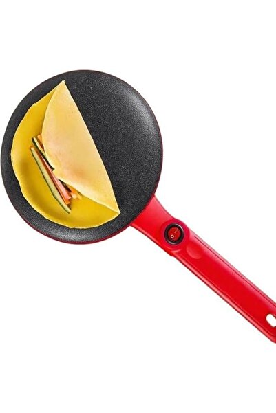 FOXMAG24 Electric Pancake Pan, 20cm Diameter, 700W, Non-Stick Surface, Non-Slip Feet, Red/Black