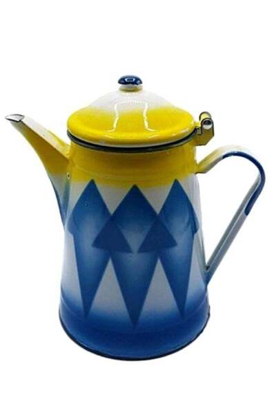 Generic إبريق شاي دلة تقليدي أبيض/أزرق/أصفر 14 سم