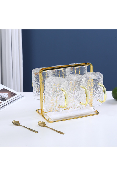 sharpdo Glass Cup Set Nordic Luxury Cup Set Coffee Joice Cup Heat-Resistan