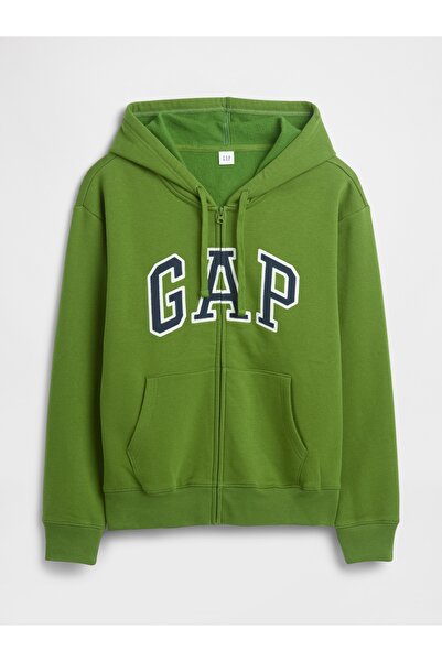 GAP Kadın Yeşil Logo Fleece Fermuarlı Sweatshirt