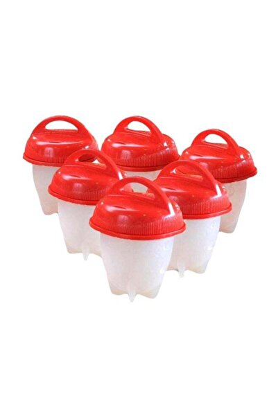 Generic 6-Piece Silicone Boil Egg Container Mold White/Red