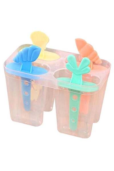 Generic 4-Cell Ice Cream Popsicle Mold Multicolour