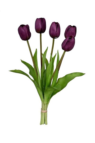 Yatai زهور توليب صناعية من البولي يوريثين، أرجوانية، 39 سنتيمترًا، 5 قطع