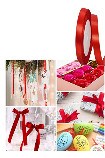 Arma Set of 6 Red Satin Ribbons 1 cm 18 y