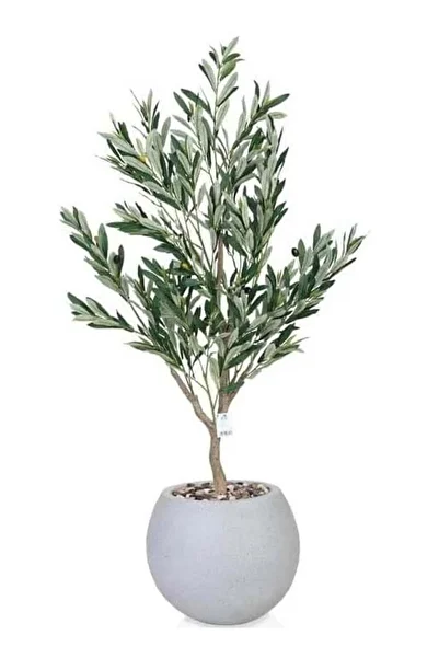 co arma The artificial olive tree with a large fiber container, 130 cm high