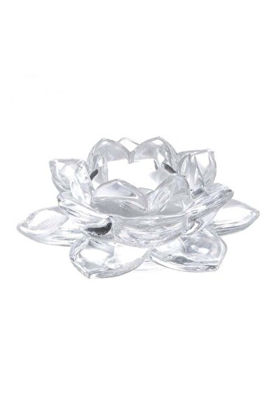 Home Box Lotus Shaped Candle Holder Clear 11.5 x 5 10centimeter