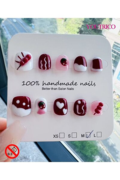 Youtrico Kids Press-on Nails - 100% Handmade Non-Toxic Safe for Ages 3+ Cute Green Kids' Fake Nails-M