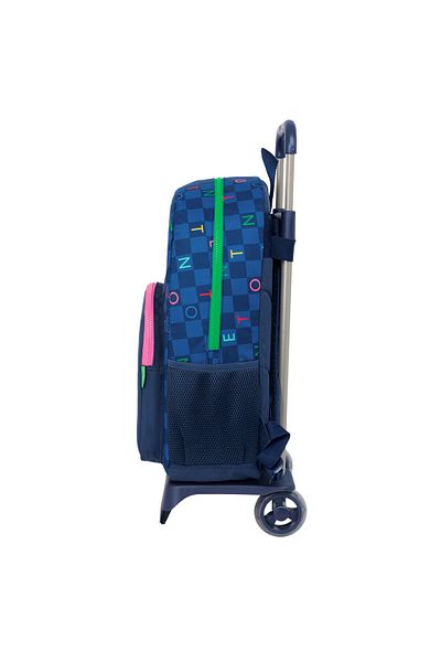 Benetton School Rucksack with Wheels Damero Navy Blue 30 x 46 x 14 cm