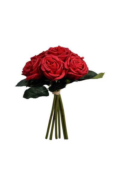 Yatai 6 رؤوس زهور ورد صناعي حقيقية الملمس غير سامة باللون الأحمر 23×6 سم