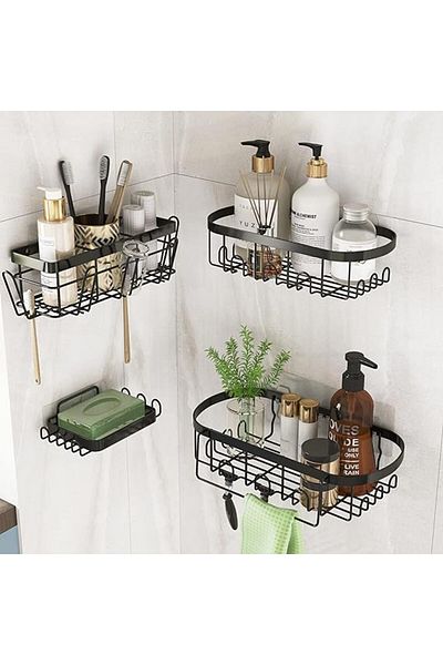 OEM Shower Shelf, 4-piece, no wall drilling, bathroom organization, stainless steel
