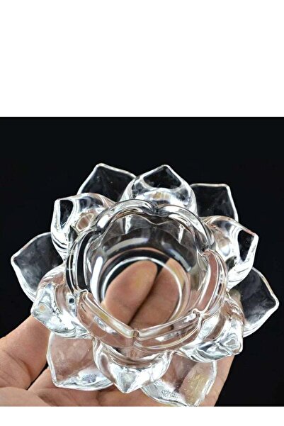 Arma حامل شموع صغير من الكريستال الشفاف على شكل زهرة اللوتس