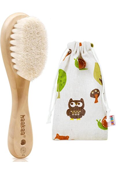 Haakaa فرشاة شعر خشبية للأطفال حديثي الولادة والأطفال الصغار