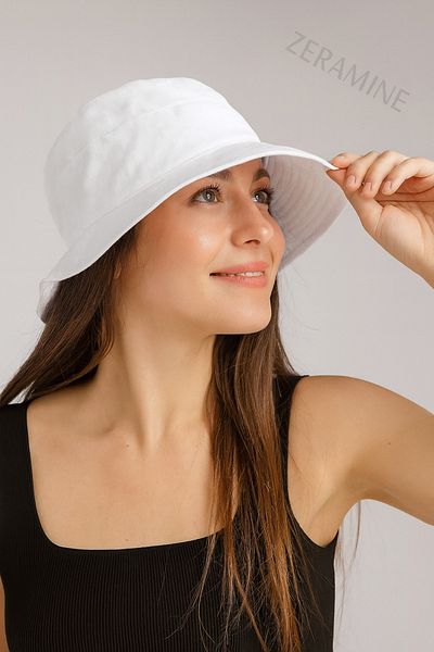 ZERAMİNE White Bow Bucket Hat 100% Cotton