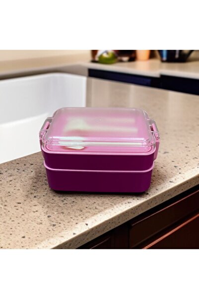 SANALTİCARETİM Two-Tier Fuchsia Color 900 ml Lunch Box Lunch Box Nutrition Container Set Storage Container