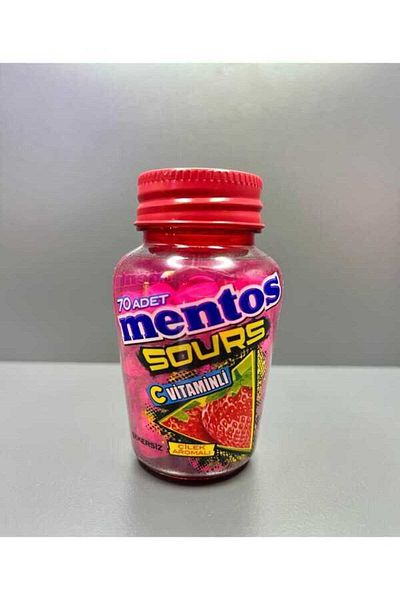 Mentos Sours Sugar-Free Vitamin C Strawberry Flavored 70 Tablets Confectionery